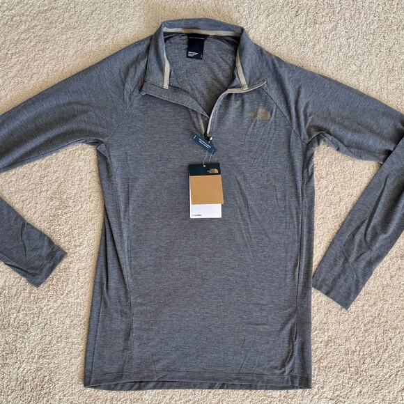 North Face TNF Wander 1/4 Zip Pullover Gray Mens Small Active Thumbhole Slim fit - Picture 1 of 12